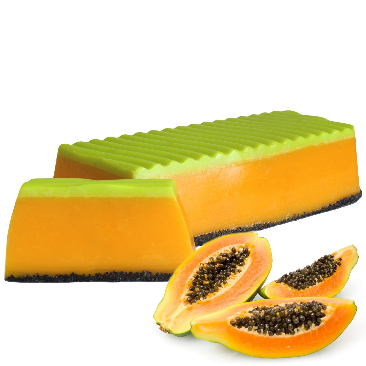 Papaya (also known as pawpaw) has a sweet, mouth-watering fragrance that smells truly tropical. Filled with poppy seeds to scrub away that dead skin for a smooth and shiny look and feel! Our tropical fruit scents Soap products will leave your hands, body and soul feeling cleansed, nourished and moisturised. Great for Christmas gifts, Birthday presents, Baby Shower Gifts and Pamper gift sets or why not just a treat for yourself.