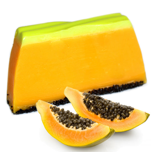 Papaya (also known as pawpaw) has a sweet, mouth-watering fragrance that smells truly tropical. Filled with poppy seeds to scrub away that dead skin for a smooth and shiny look and feel!  Our tropical fruit scents Soap products will leave your hands, body and soul feeling cleansed, nourished and moisturised. Great for Christmas gifts, Birthday presents, Baby Shower Gifts and Pamper gift sets or why not just a treat for yourself.