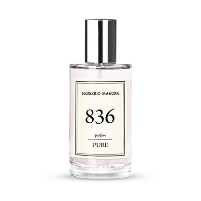 No836 is described as a&nbsp;friendly and serene&nbsp;fragrance. This fragrance is similar to D&amp;G Dolce Peony.   NEW LOOK: now available in a PURE, saving you money for the same scent!!  Fragrance Notes:  Head: Pear, Apple, Bergamot, Lily of the Valley, Raspberry  Heart: Peony, Rose, Magnolia, Freesia  Base: Sandalwood, Musk, Patchouli, Amber