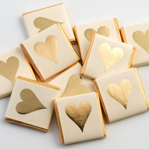 Milk Chocolate Neapolitan Gold Hearts | Wedding Favours