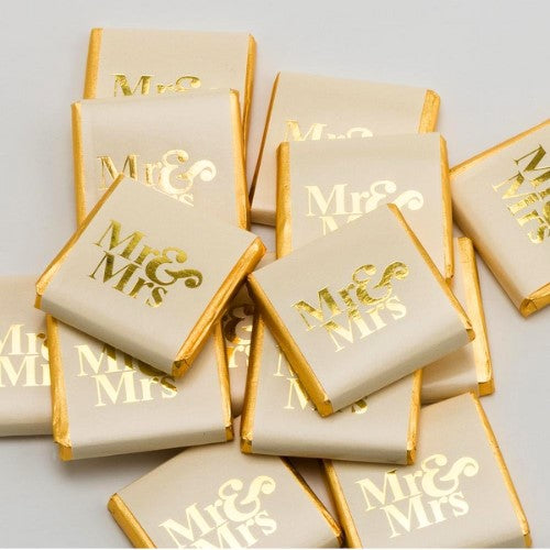 Milk Chocolate Neapolitan Gold Mr & Mrs | Wedding Favours