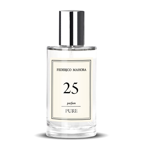 No25 is described as a harmonious fragrance. This fragrance is similar to Hugo Boss Hugo Woman.  Fragrance Notes:  Head: Green Apple, Water Accents  Heart: Jasmine, Freesia, Iris, Passiflora  Base: Sandalwood, Cedar, Vanilla  Capacity: 50ml 